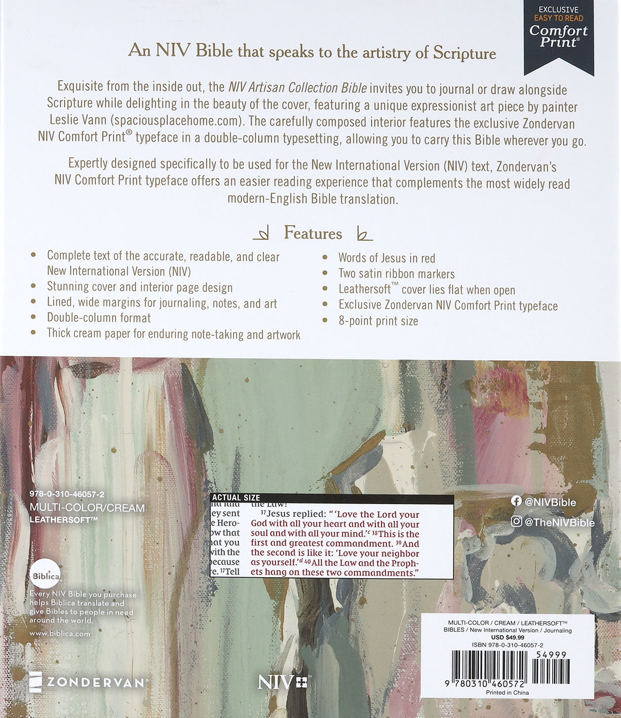 Bible Cover NIV Artisan Collection Multi-Color/Cream