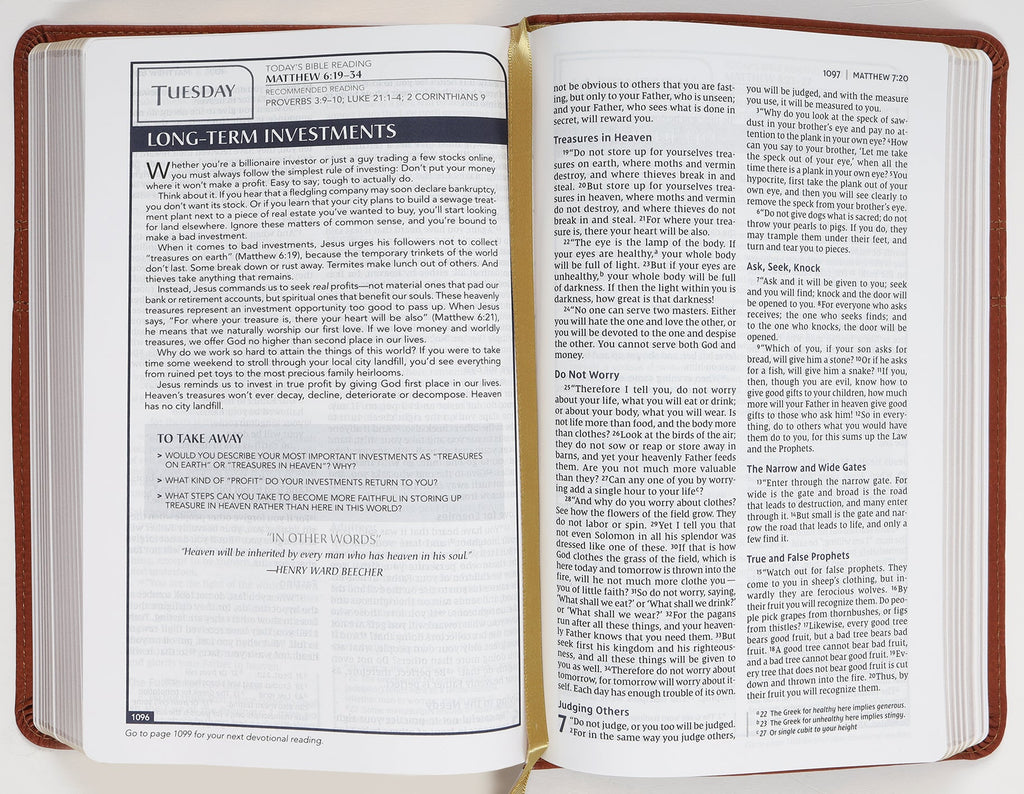 New International Version Men's Devotional Bible in Brown Black Letter Edition