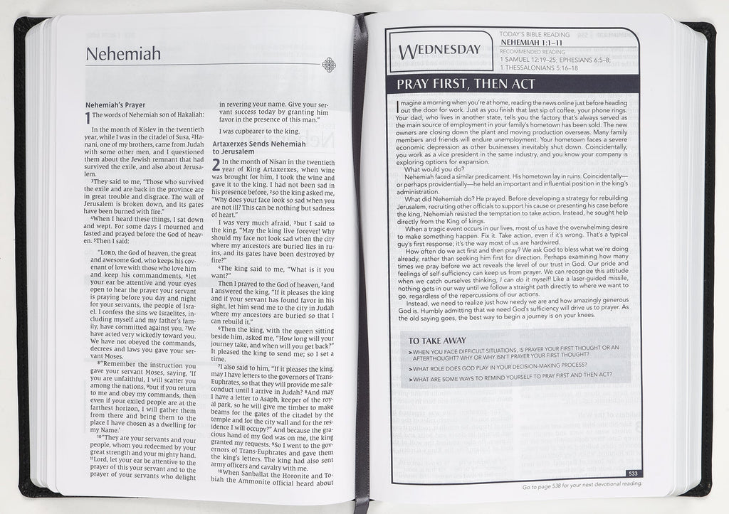 Large Print NIV Men's Devotional Bible in Black Letter Edition