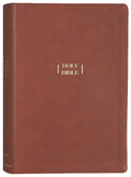NIV Wide Margin Journaling Bible Brown Leather Edition cover with red letter edition details