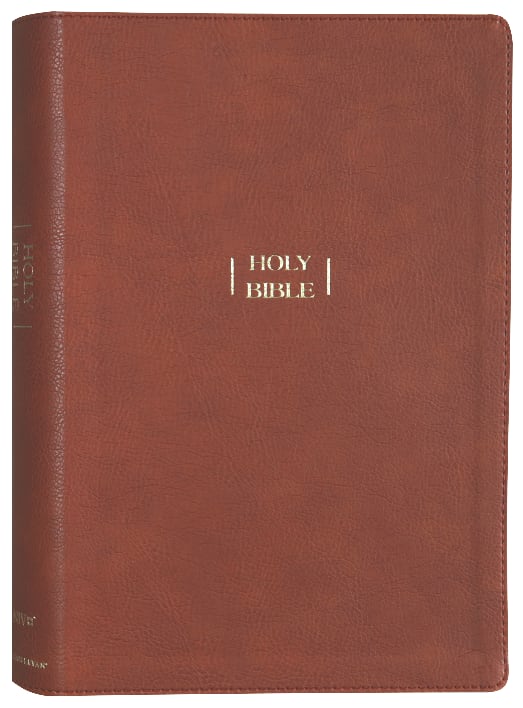 NIV Wide Margin Journaling Bible Brown Leather Edition cover with red letter edition details