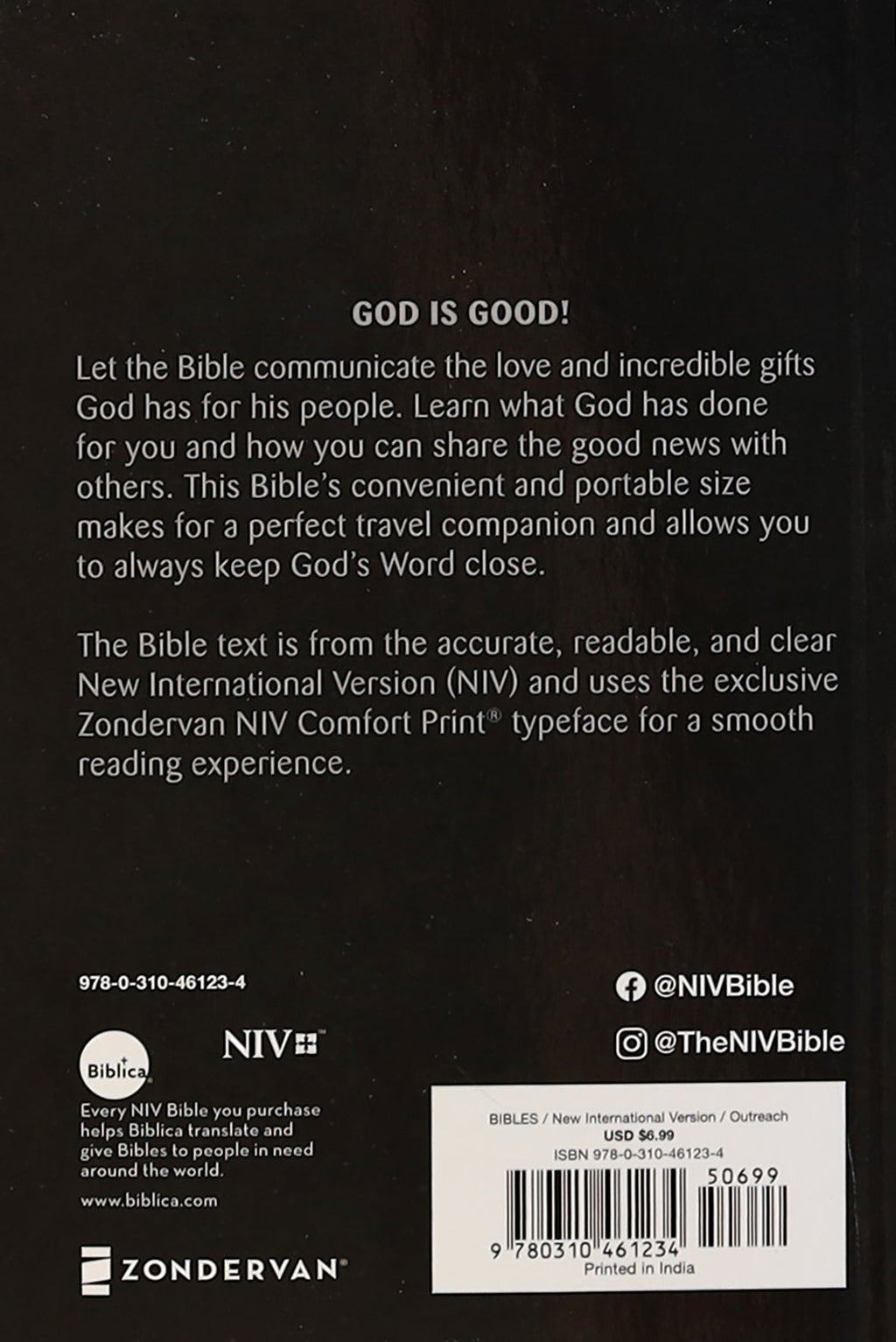 NIV Compact Black Letter Bible features a clear and concise translation