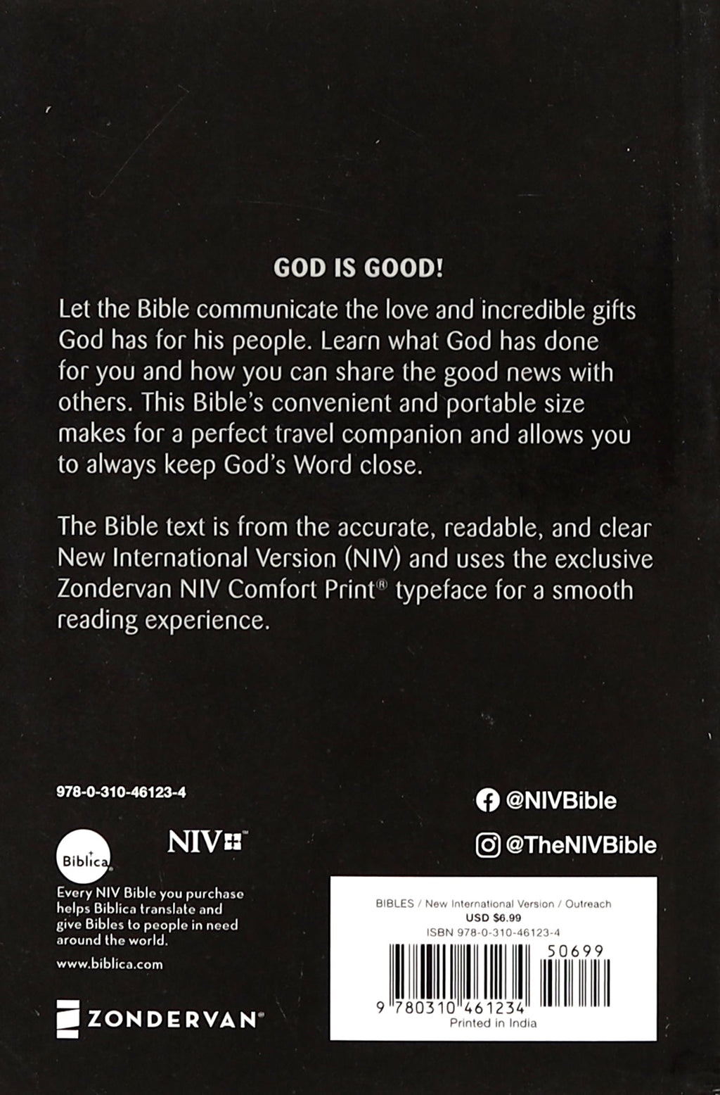 NIV Compact Black Letter Bible in a compact and easy-to-carry format