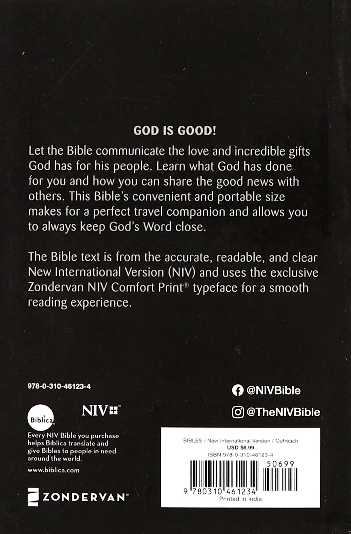 NIV Compact Black Letter Bible in a compact and easy-to-carry format