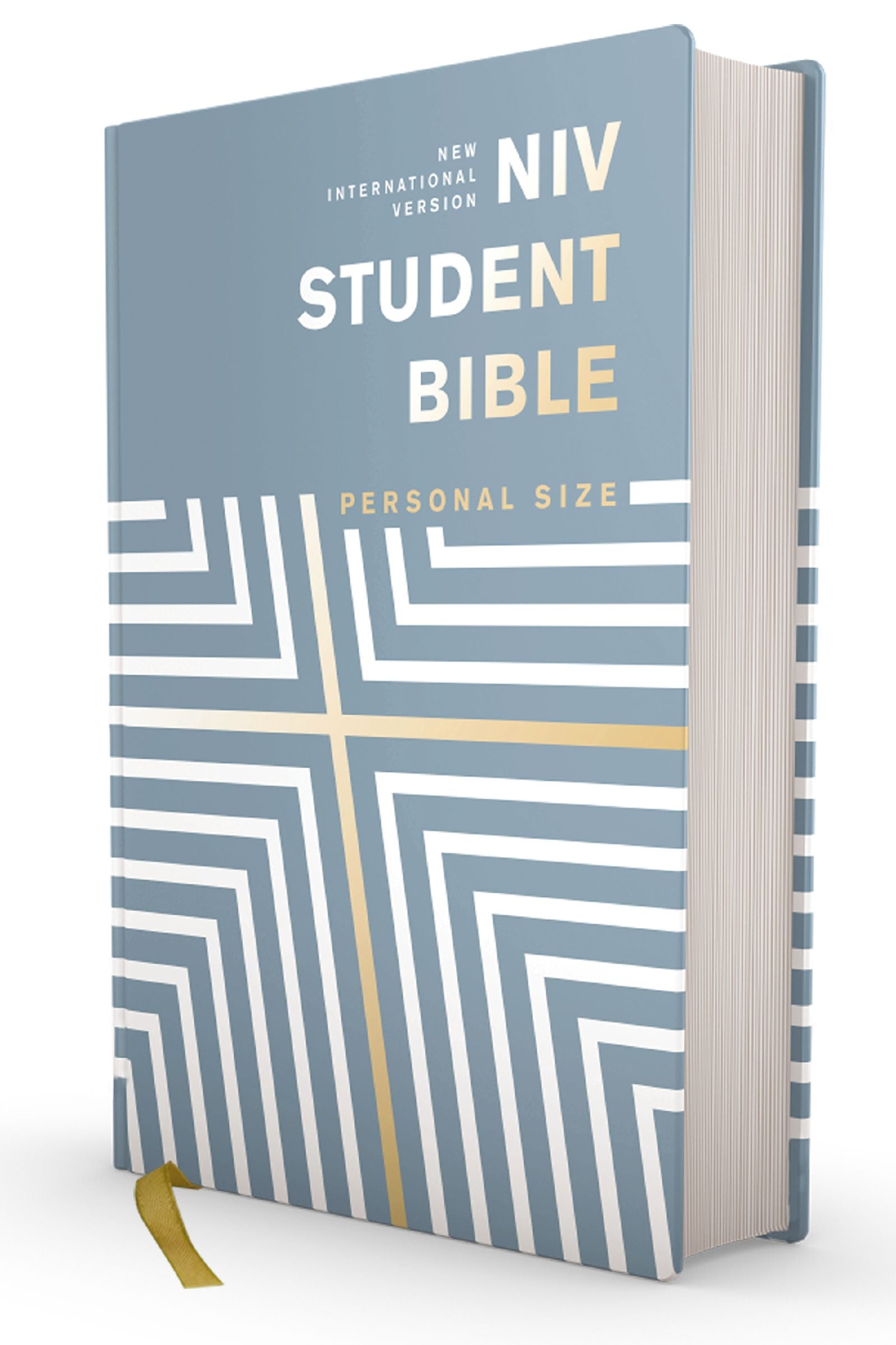 Close-up of the NIV Student Bible, Personal Size, Black Letter Edition for detailed reading