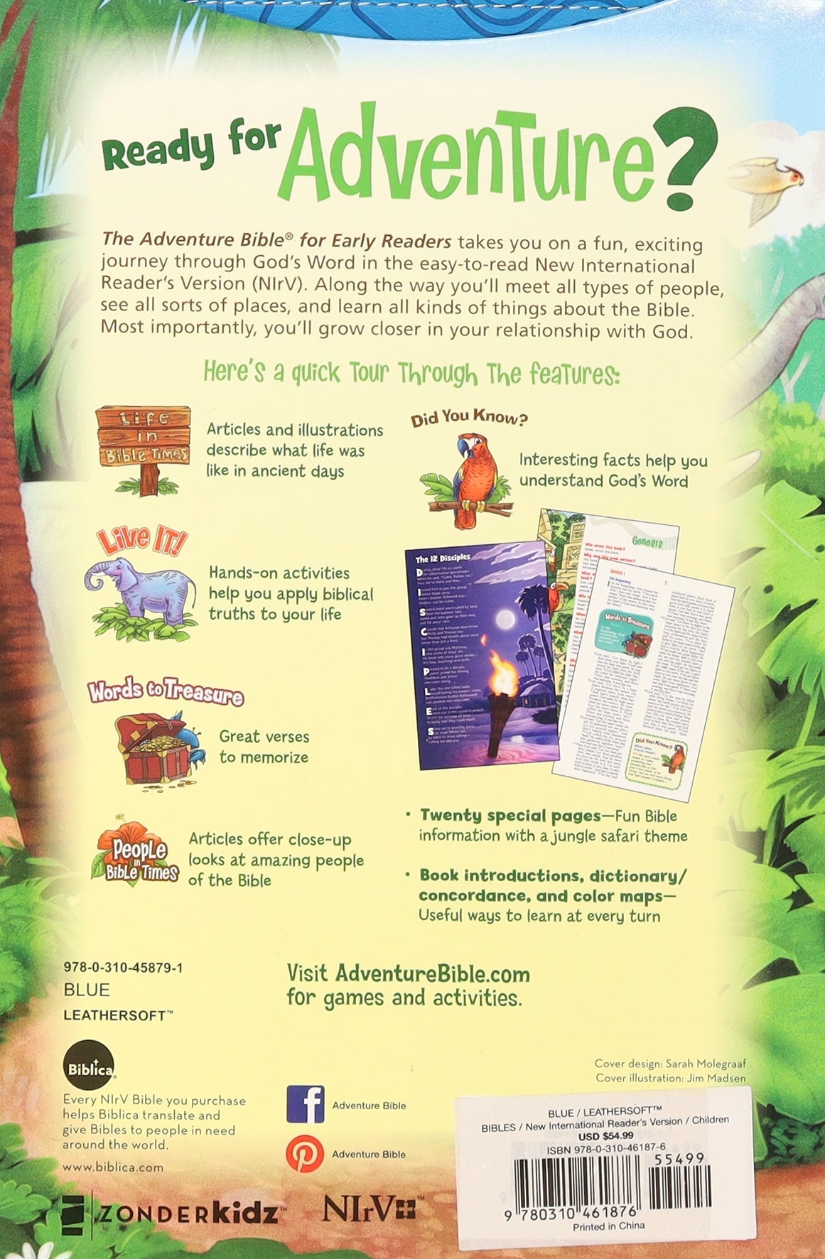 NIRV Adventure Bible For Early Readers Blue Full Color Thumb Indexed Tabs