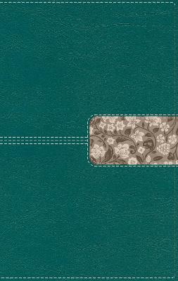 Close-up of NIV Thinline Bible teal red letter edition