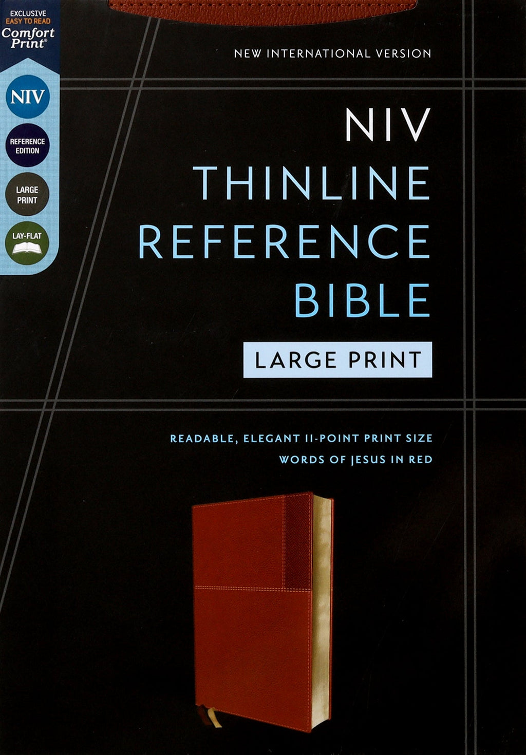NIV Thinline Reference Bible Large Print Brown with Red Letter Edition