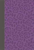 NIV Thinline Giant Print Bible with gray and purple cover, thumb-indexed, and red letter edition