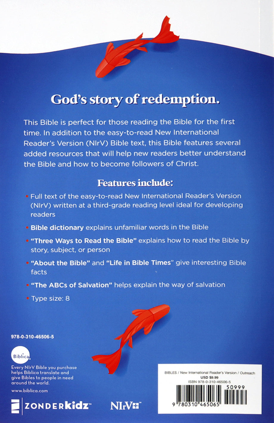 NIRV Outreach Bible for Kids, Blue/Fish