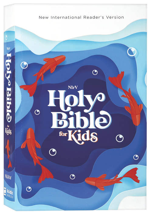 NIrV Outreach Bible for Kids in Blue and Fish cover edition, a children's Christian Bible
