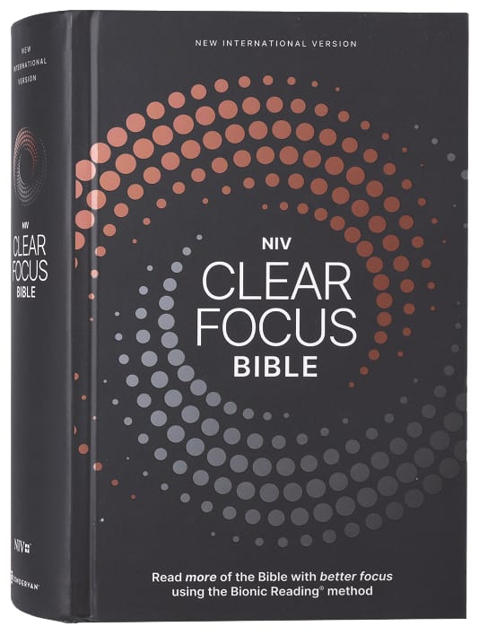 Beautiful NIV Clear Focus Bible with charcoal and copper design