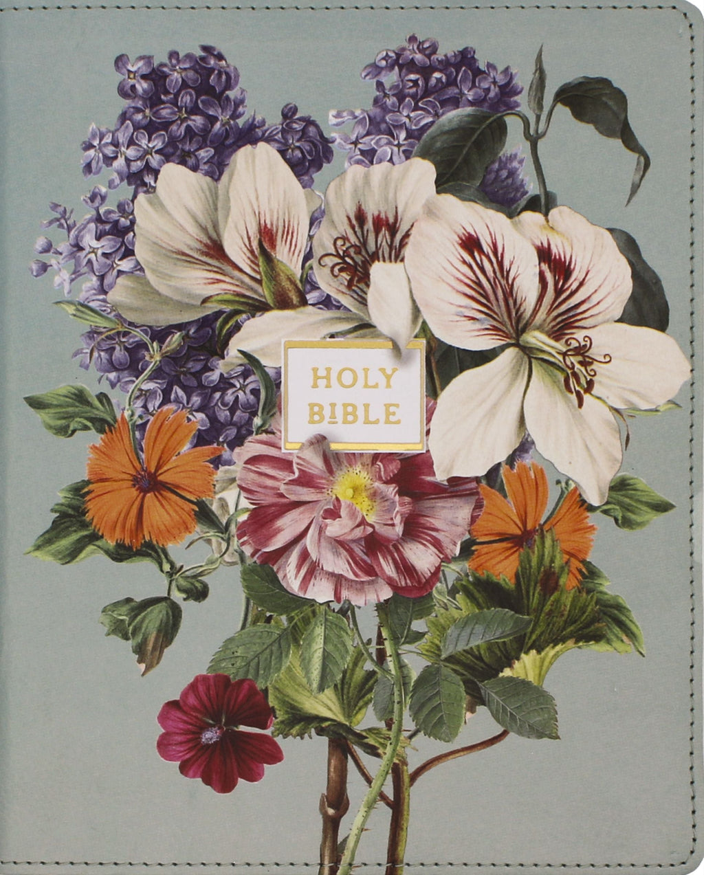 Large Print NIV Bible with Red Letter Edition and Sage Floral Artisan Collection design