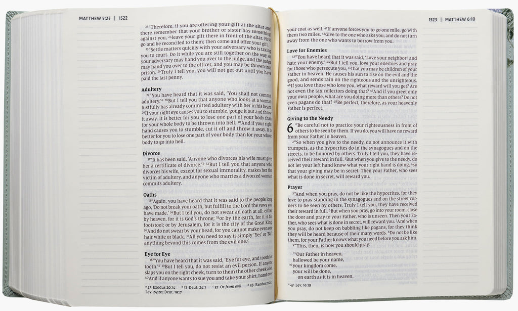Large Print NIV Bible with Red Letter Edition and Sage Floral Artisan Collection design