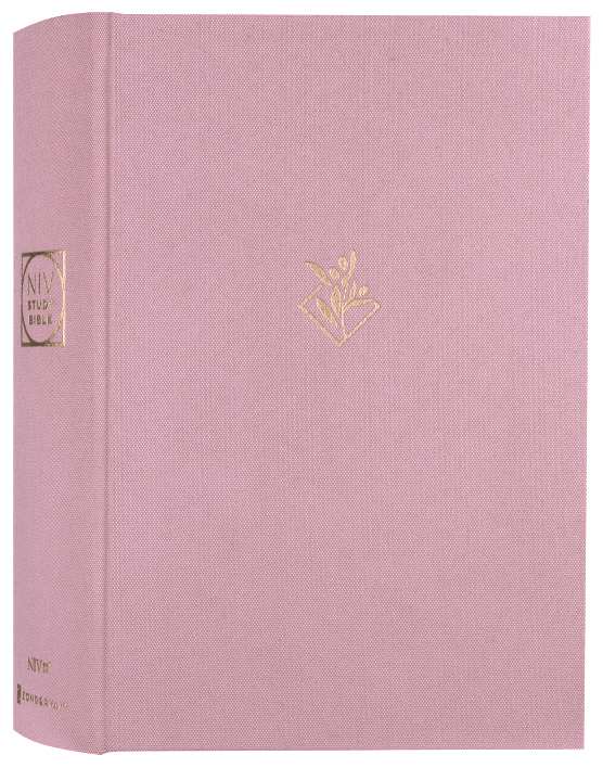 NIV Study Bible, Fully Revised Edition, Red Letter Edition, Pink leather-bound Bible for in-depth study and devotion.