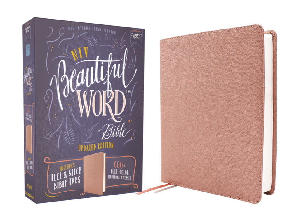 NIV Beautiful Word Bible, With Peel/Stick Bible Tabs, Pink (Red Letter Edition)