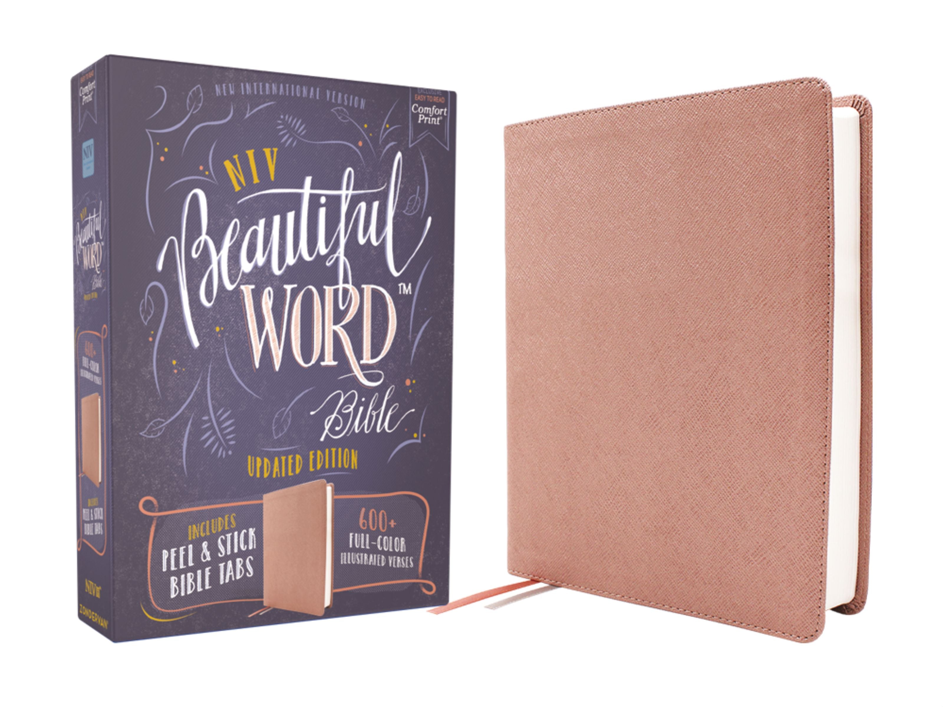 NIV Beautiful Word Bible, With Peel/Stick Bible Tabs, Pink (Red Letter Edition)