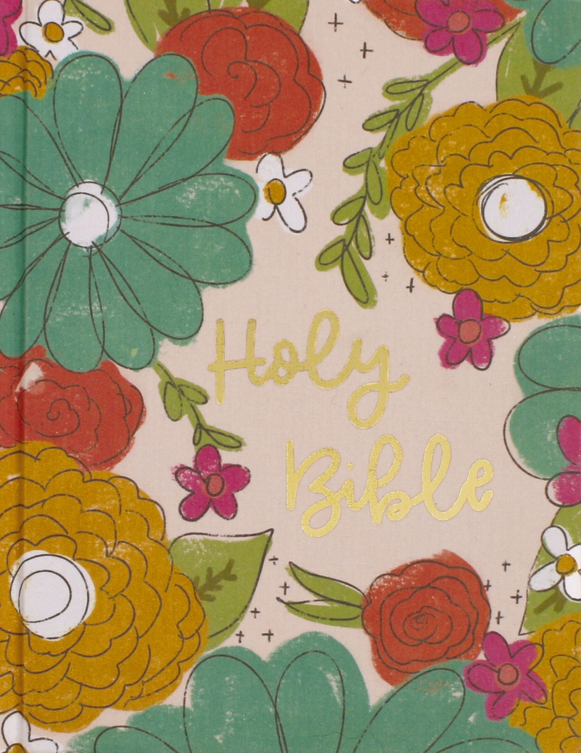 Front cover of the NIV Artisan Collection Bible with floral designs and wide margins