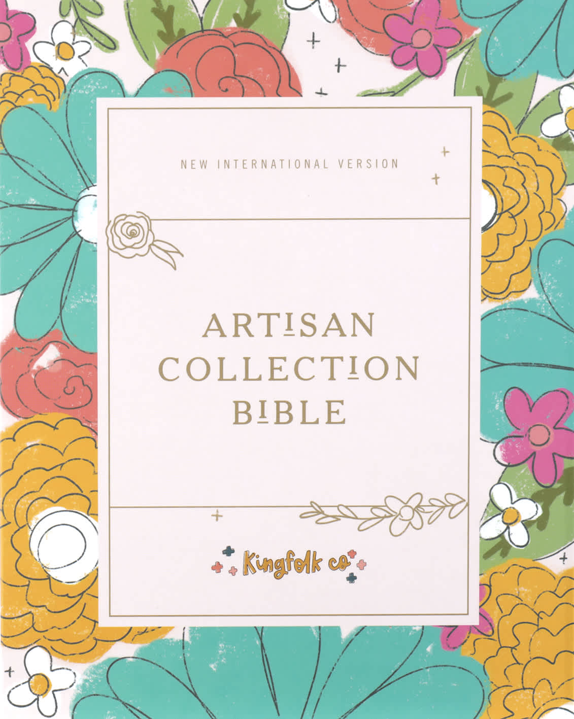 Side view of the NIV Artisan Collection Bible with floral designs and wide margins