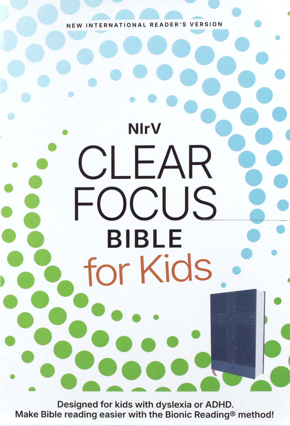 NIRV Clear Focus Bible for Kids, Blue, featuring vibrant illustrations and easy-to-understand text