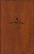 Red letter NIV Bible in tan leather binding