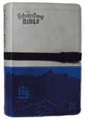 NIV Adventure Bible with gray blue clip closure and black letter edition Bible