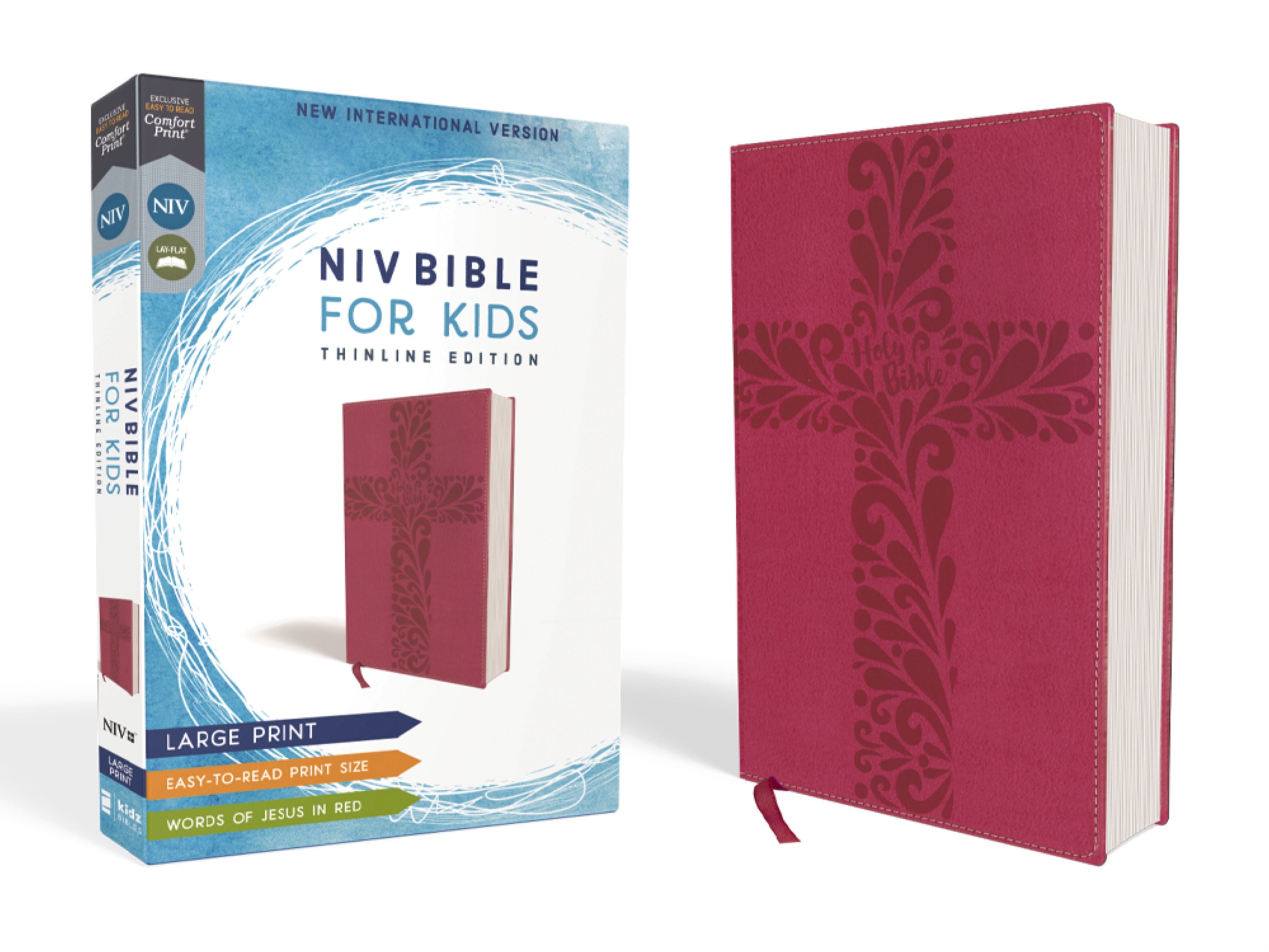 NIV Adventure Bible for Kids Large Print Pink Red Letter Edition