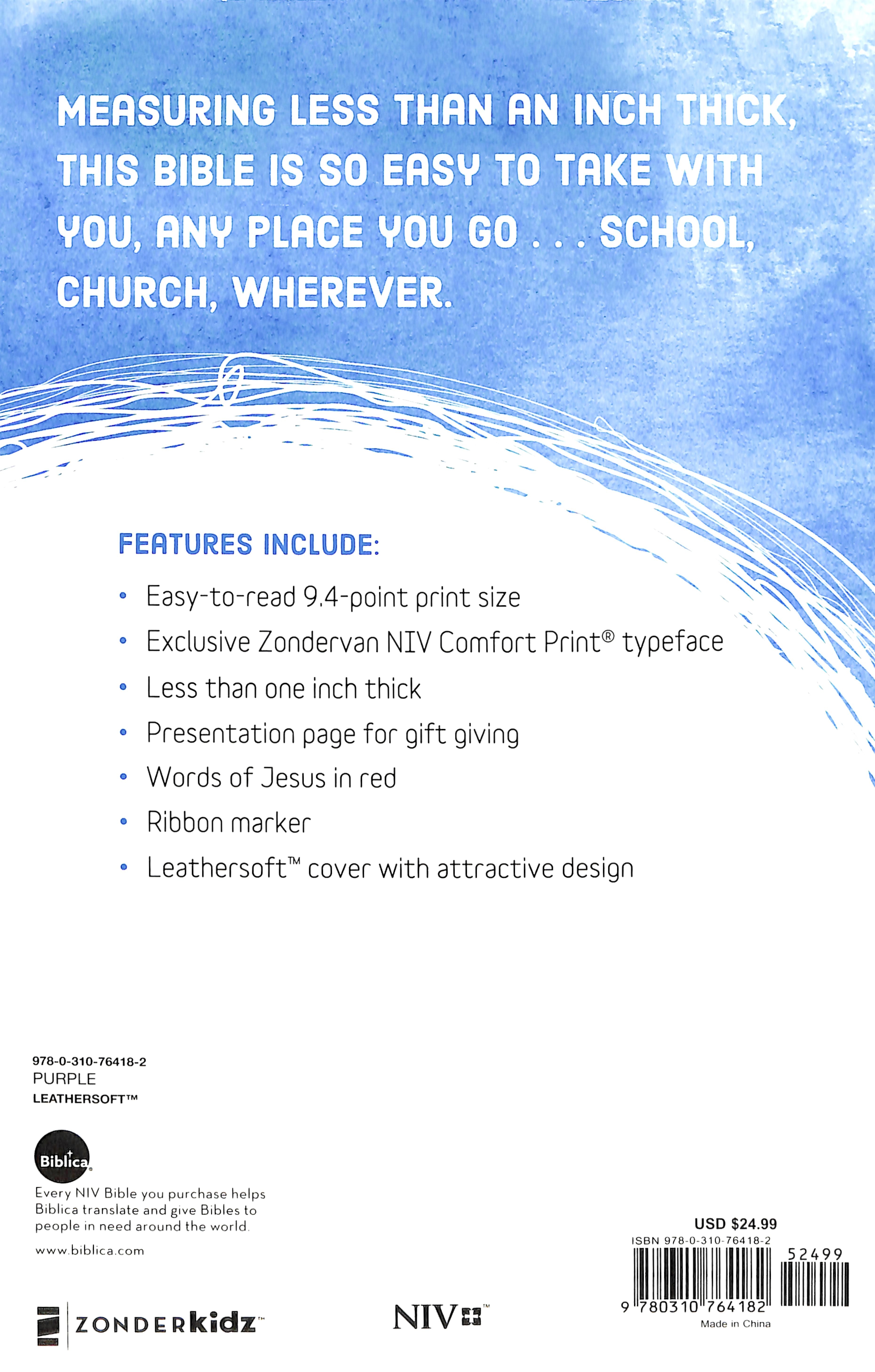 NIV New International Version Bible for Study, Kids Purple Red Letter Edition