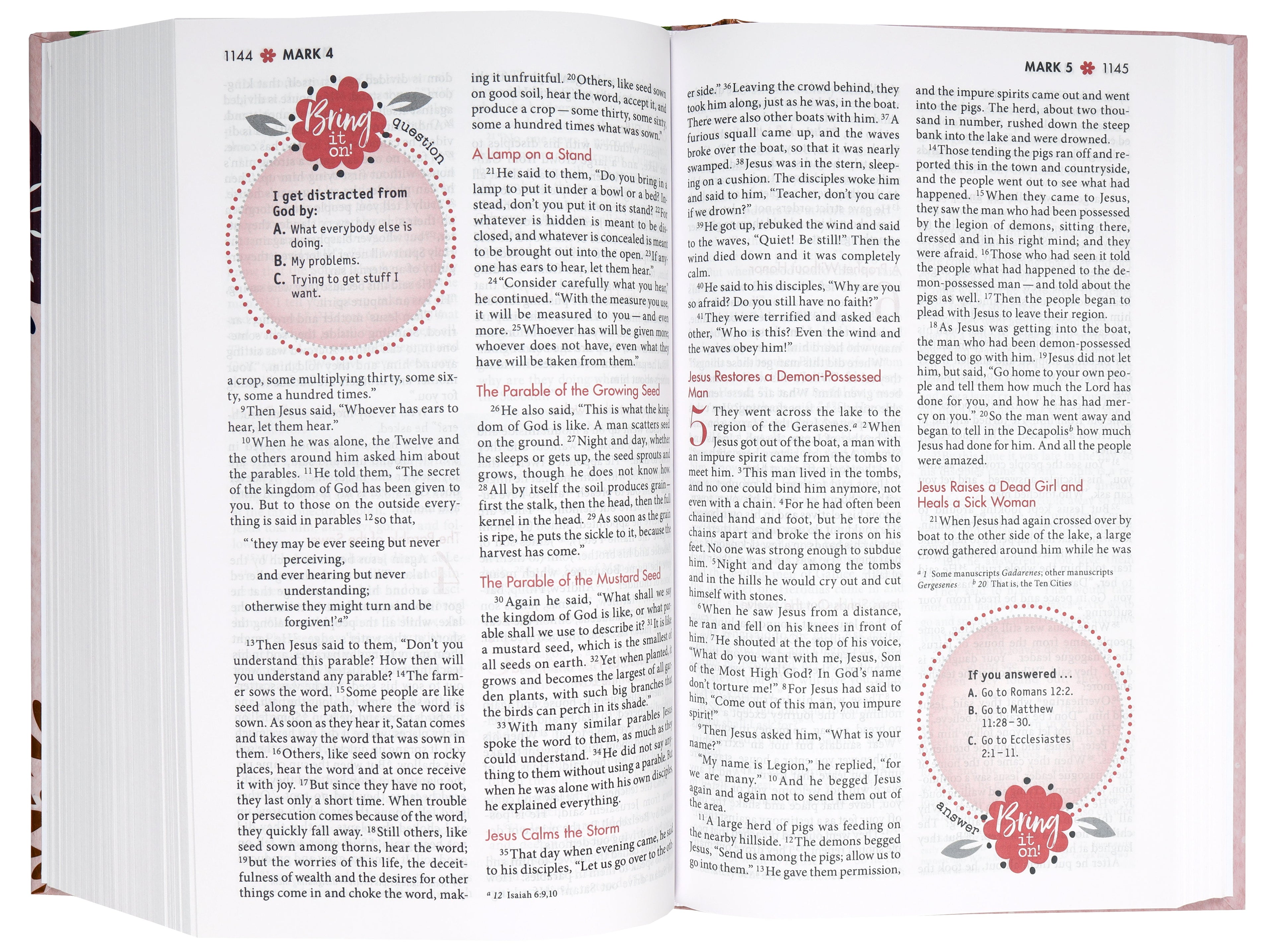 Close-up of the NIV Ultimate Bible For Girls, featuring inspiring content and a teal cover designed for young women.