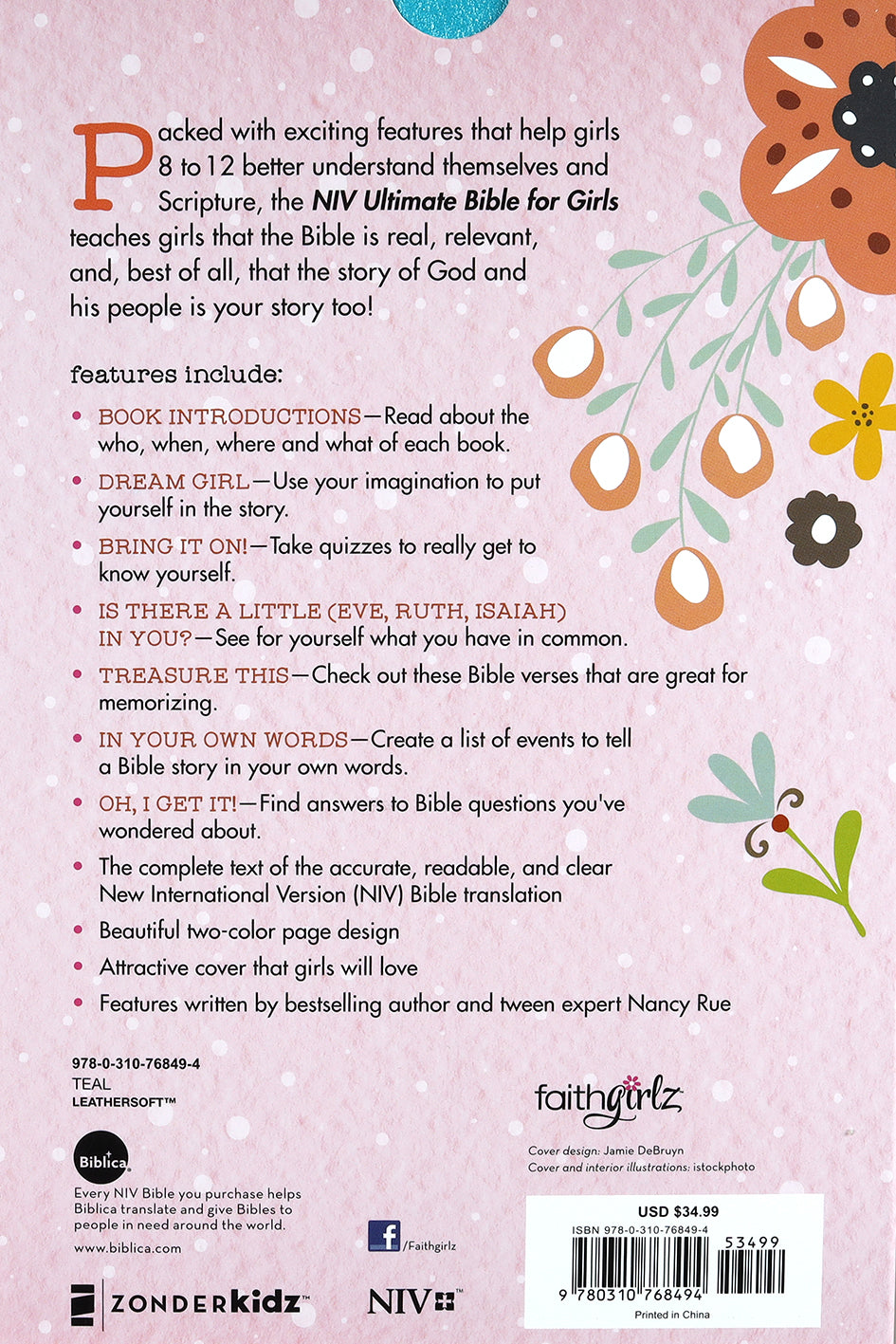 The NIV Ultimate Bible For Girls, a teal Bible designed to encourage and guide young women in their faith.