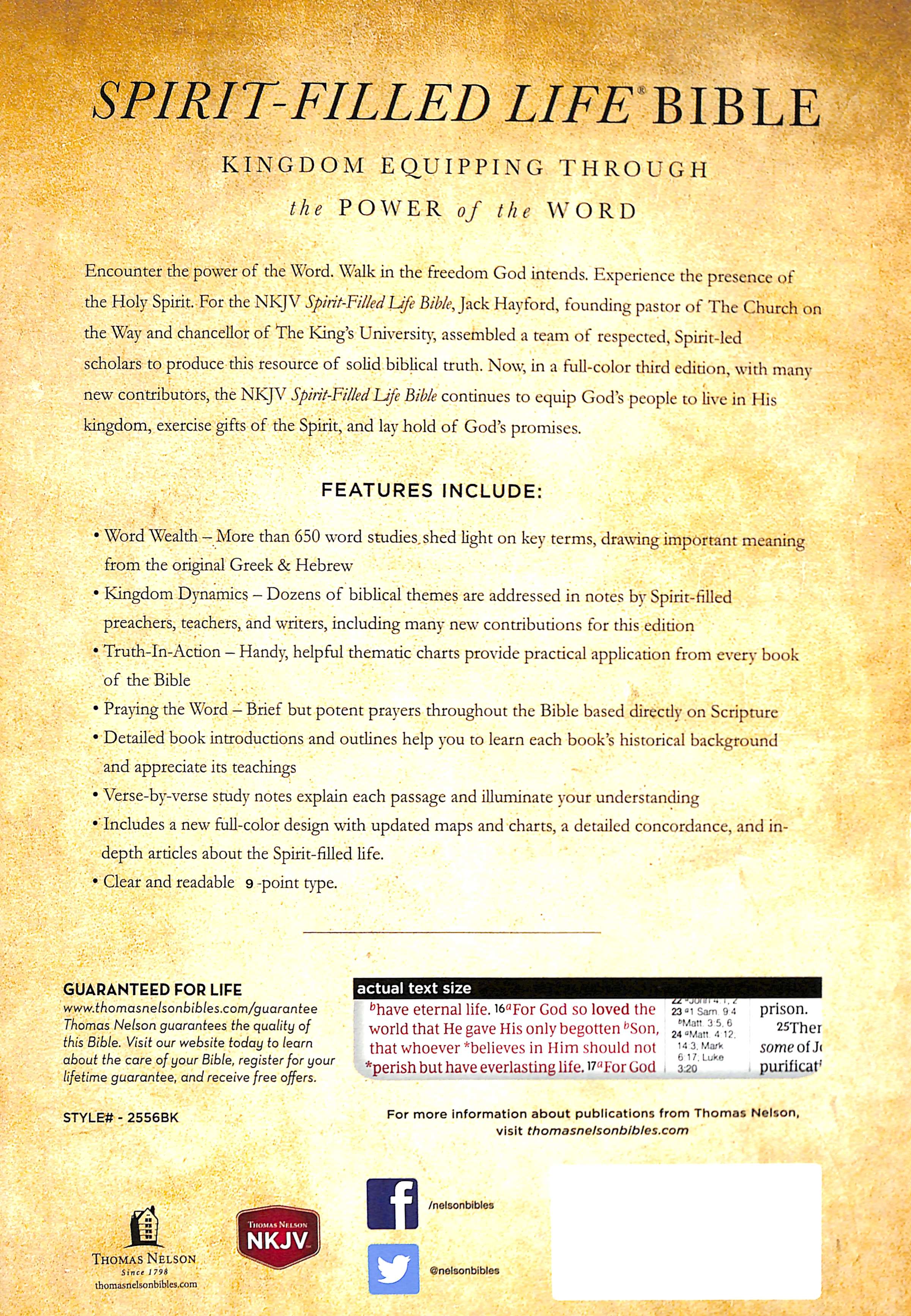 NKJV Spirit-Filled Life Bible, brown indexed edition with red letter text, Third Edition.