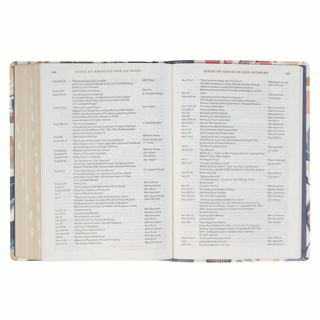 NLT The Spiritual Growth Bible, Navy with leaves