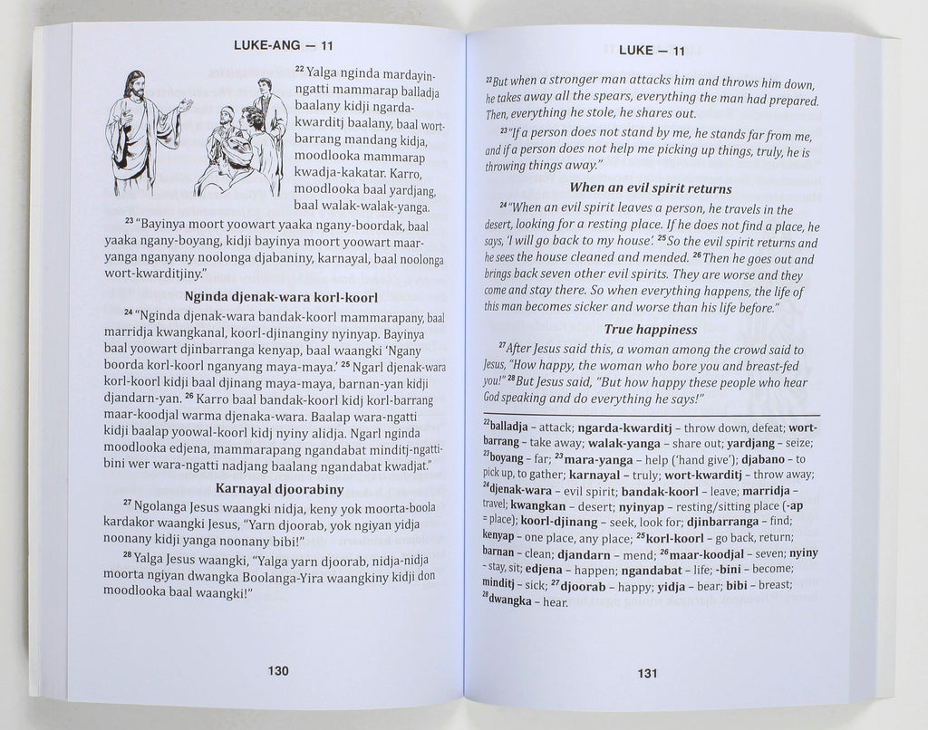 Nyoongar English Gospel of Luke translation and language resource