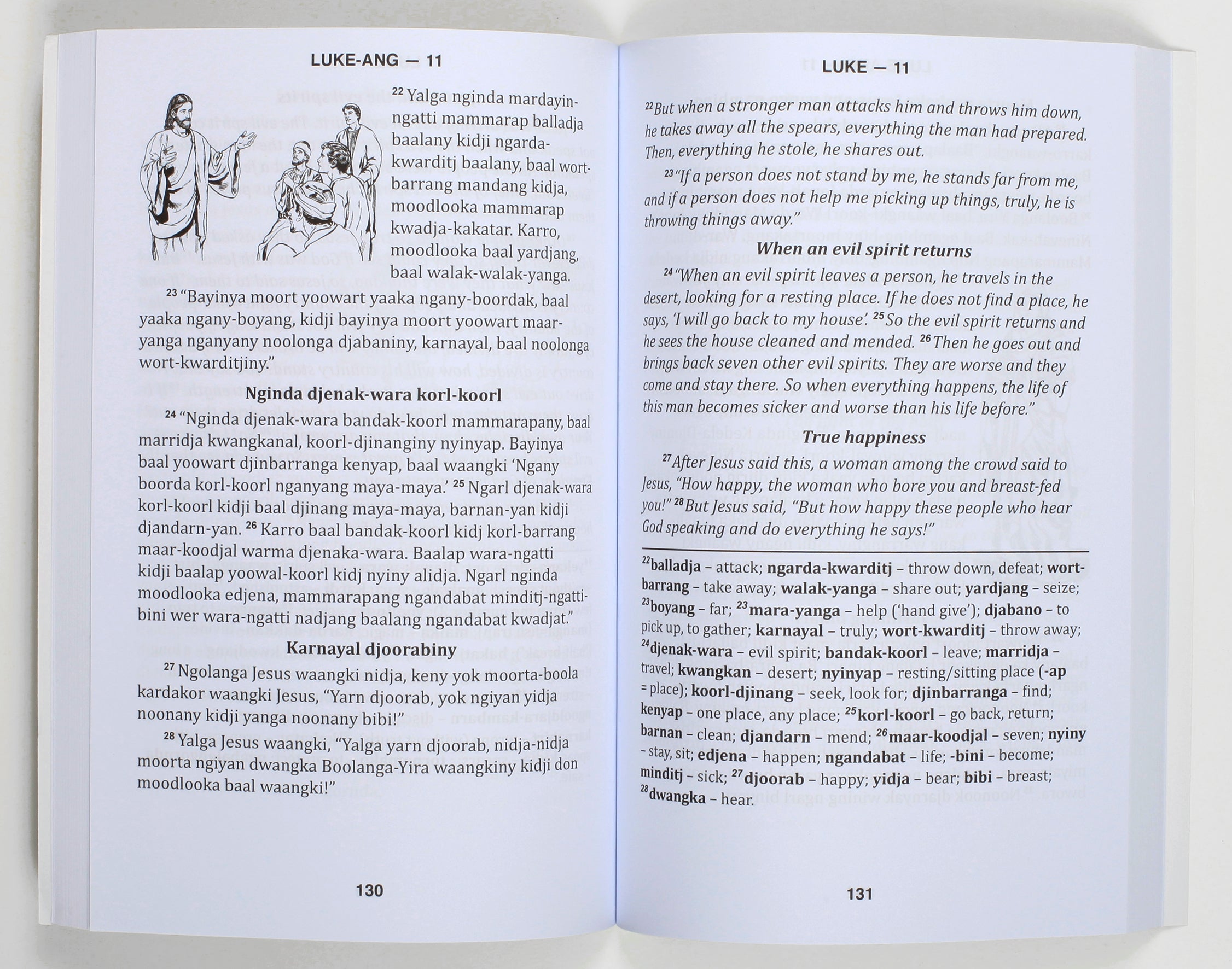 Nyoongar English Gospel of Luke translation and language resource