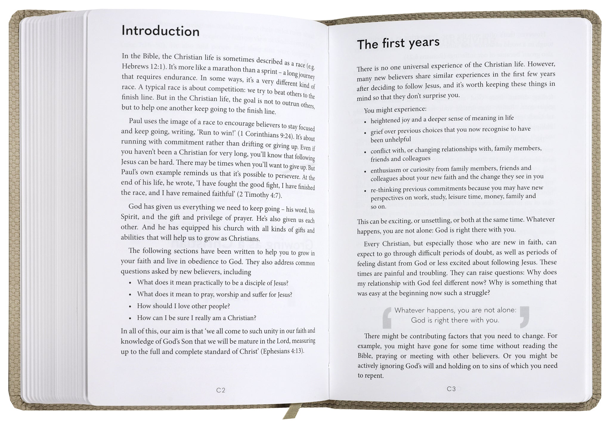 Anglicised NLT New Beginnings Bible with a natural leather cover, ideal for daily reading and reflection.