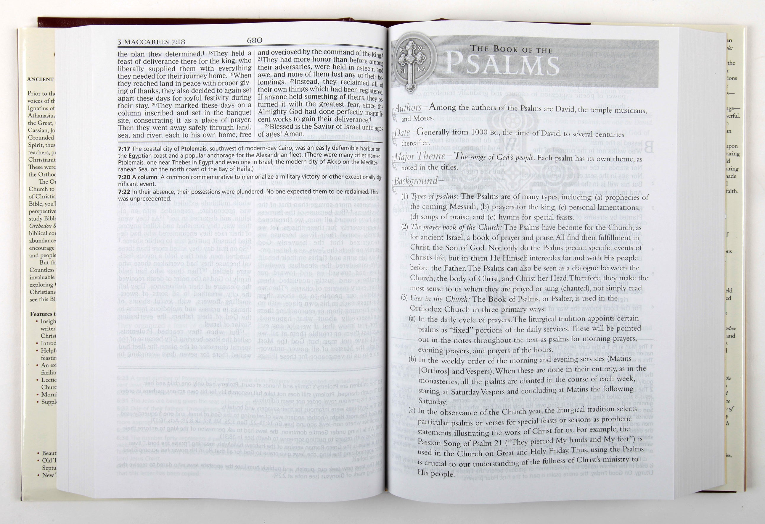 NKJV Orthodox Study Bible open to a scripture passage with Black Letter text