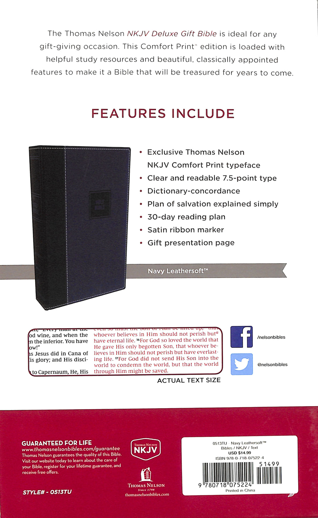 NKJV Deluxe Gift Bible Blue (Red Letter Edition)