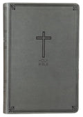 NKJV Value Thinline Bible in large print charcoal edition with red letter text.