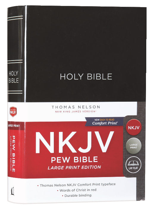 Large print NKJV pew Bible in black with red letter edition