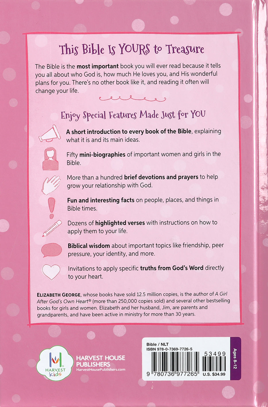 NLT A Girl After God's Own Heart Bible for Kids: Inspirational Stories and Devotions for Girls