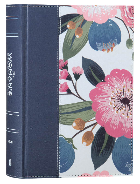 NIV woman's study Bible with red letter edition in blue floral design