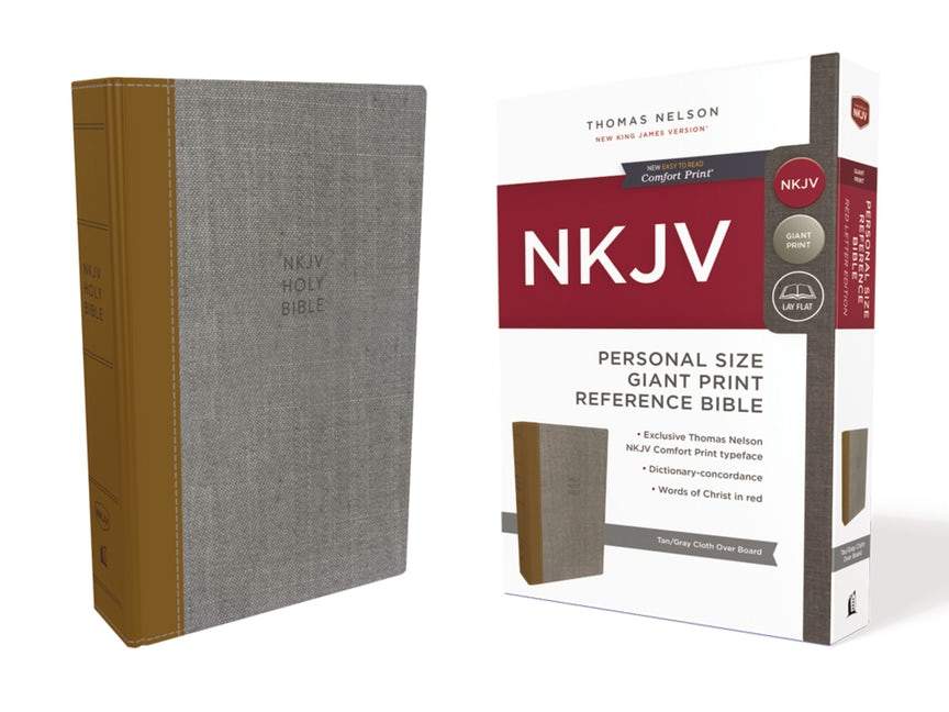 NKJV Personal Size Giant Print Reference Bible with Red Letter Edition and Cloth over Board Binding.