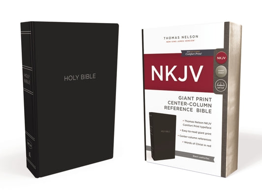 NKJV New King James Version Reference Study Bible with Giant Print in Black Leather Binding, Red Letter Edition.
