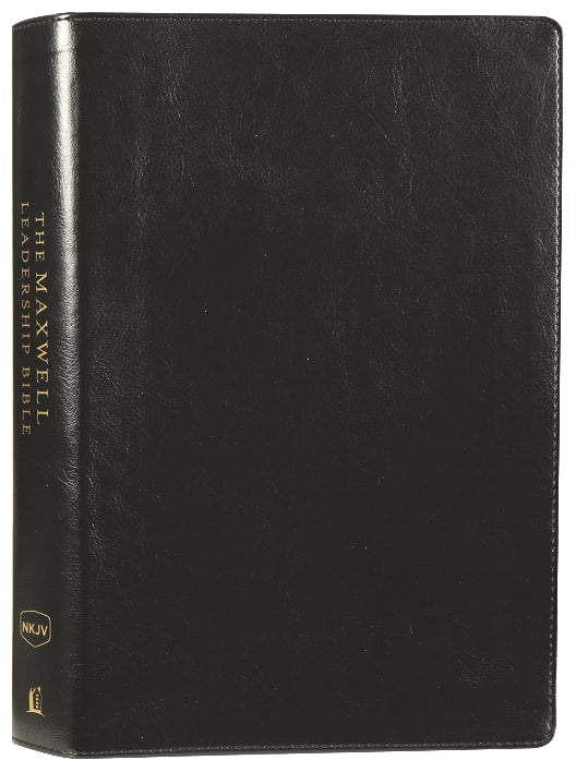 NKJV Maxwell Leadership Bible in black leather, a study Bible for leadership and personal development.