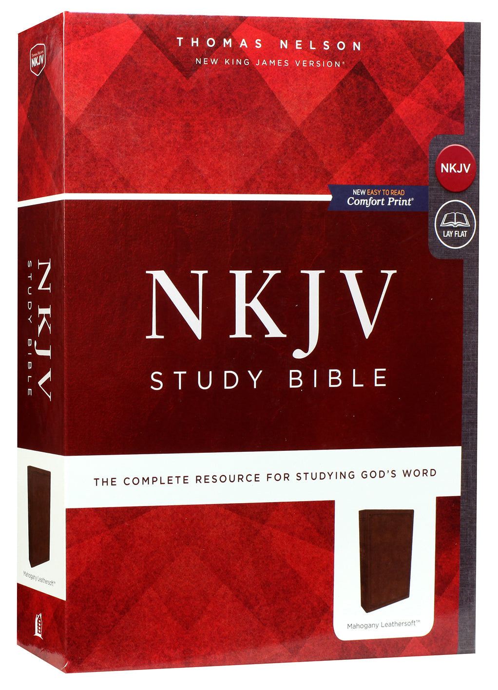 Close-up of NKJV Study Bible Black Letter Edition with brown finish