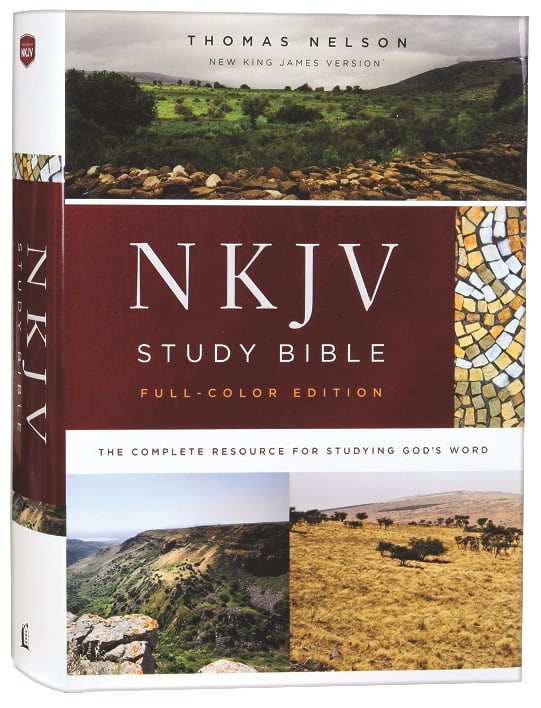 NKJV Study Bible Full Color Black Letter Edition, a comprehensive Bible study resource with full-color maps and black letter 