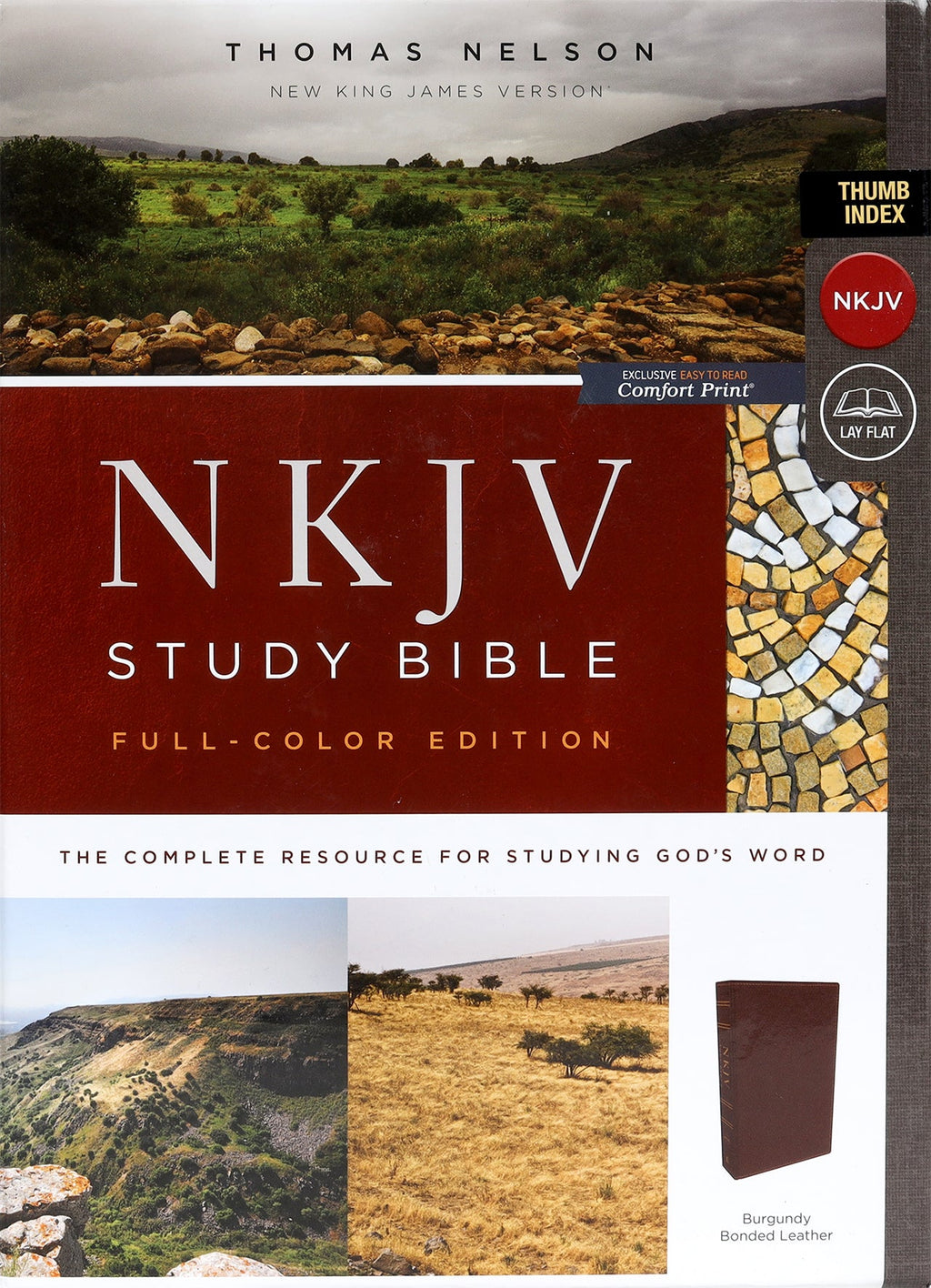 NKJV Study Bible black letter edition in burgundy full-color indexed format
