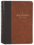 NKJV MacArthur Study Bible in Brown leather (2nd Edition) with notes and commentary.