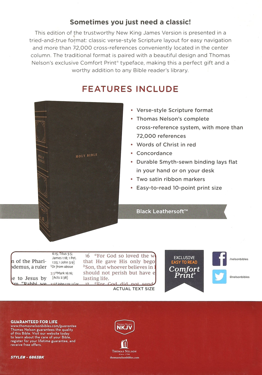 NKJV Reference Bible with Red Letter Edition and Indexed Verse By Verse