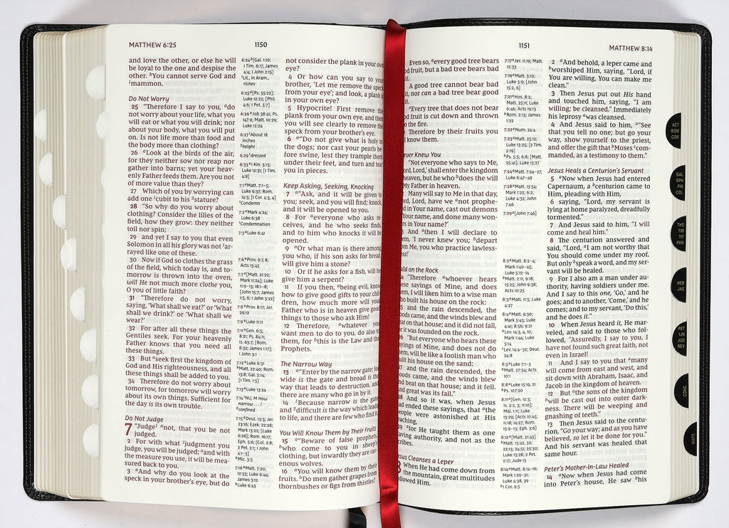NKJV Reference Bible Black Indexed Verse By Verse (Red Letter Edition)